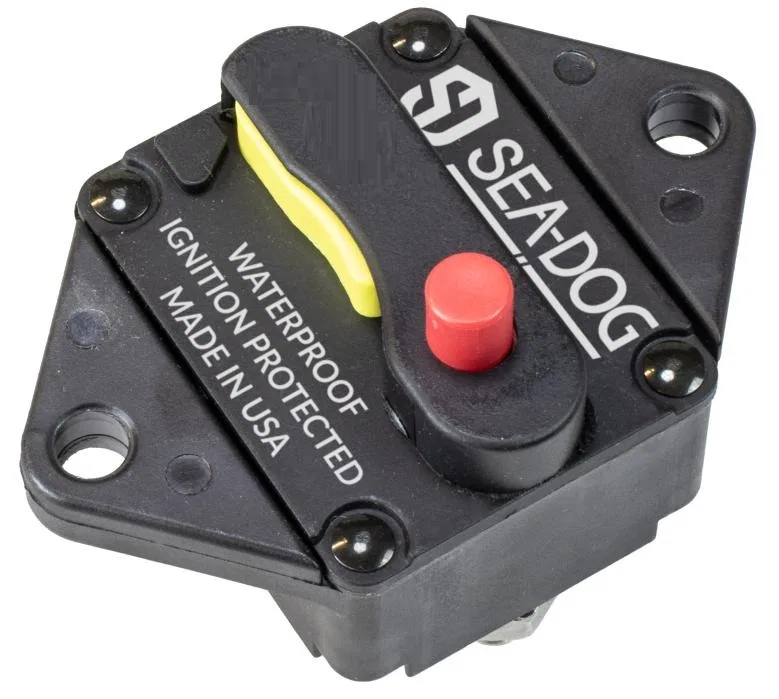 830197 – SEA DOG Circuit Breaker, SD-17 Resettable Thermal Circuit Breaker 100 Amp 48 Volt DC Manual/ Switchable Rese...